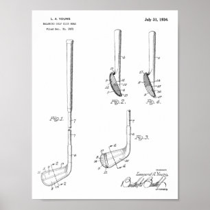 1934 Golf Club Leiter Patent Art Zeichnend Print Poster