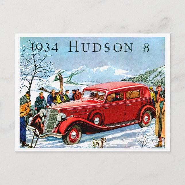 1934 Hudson 8 Vintage Kfz-Werbung Postkarte (Vorderseite)