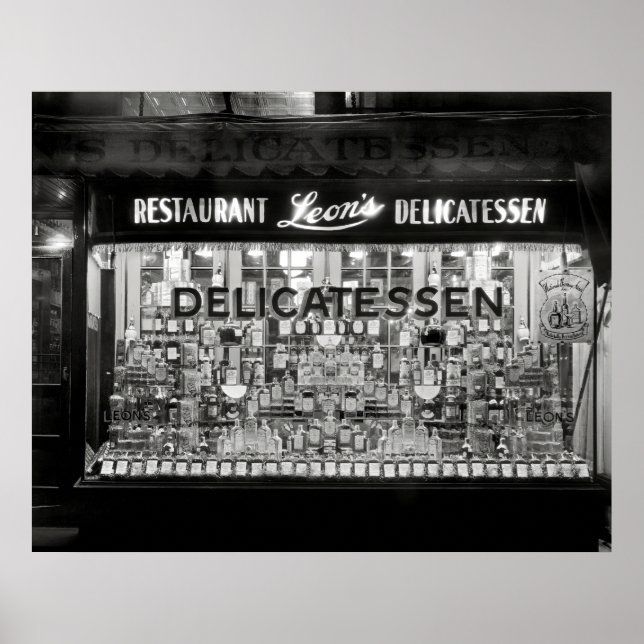 1934 POST-VERBOT SANDWICH SHOP-FENSTER POSTER (Vorne)