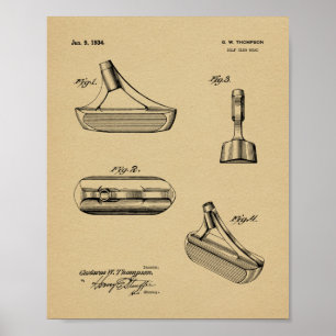 1934 Putter Golf Club Patentkunst Zeichnend Printw Poster