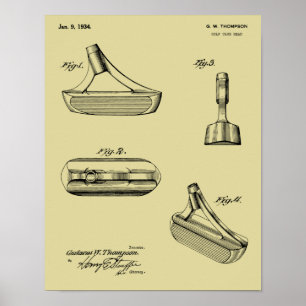 1934 Putter Golf Club Patentkunst Zeichnend Printw Poster