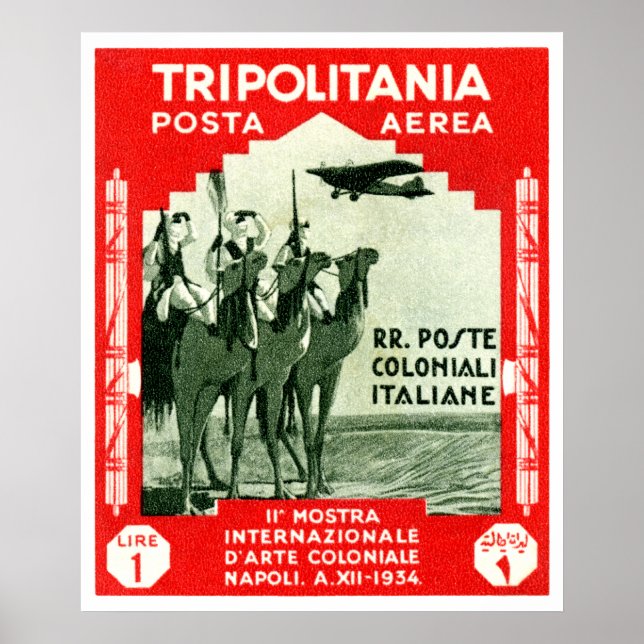 1934 Tripolitania 1 Briefmarke Lire Poster (Vorne)