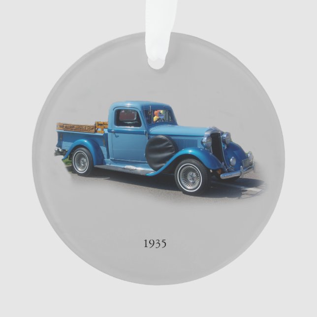 1935 Blauer Lkw-Acrylschmuck Ornament (Vorderseite)