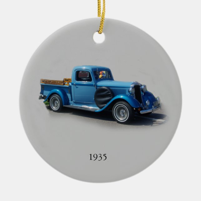1935 Blauer Lkw-Verzierung Keramik Ornament (Vorne)