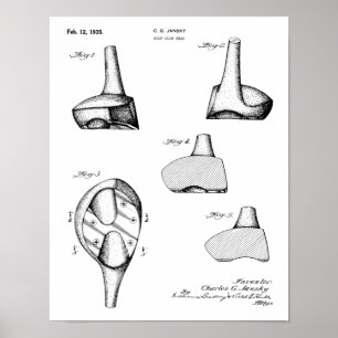 1935 Driver Golf Club Patent Kunst Zeichnung Druck Poster