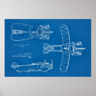 1935 Flugauto-Boot-Flugzeug-Patentzeichnung Druck Poster