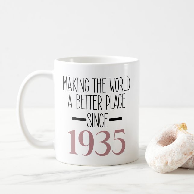 1935 Geburtstag 90. Jährige Geschenke Frauen Kaffe Kaffeetasse (Mit Donut)