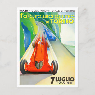 1935 Großer Preis von Turin Rennsport vintage Postkarte