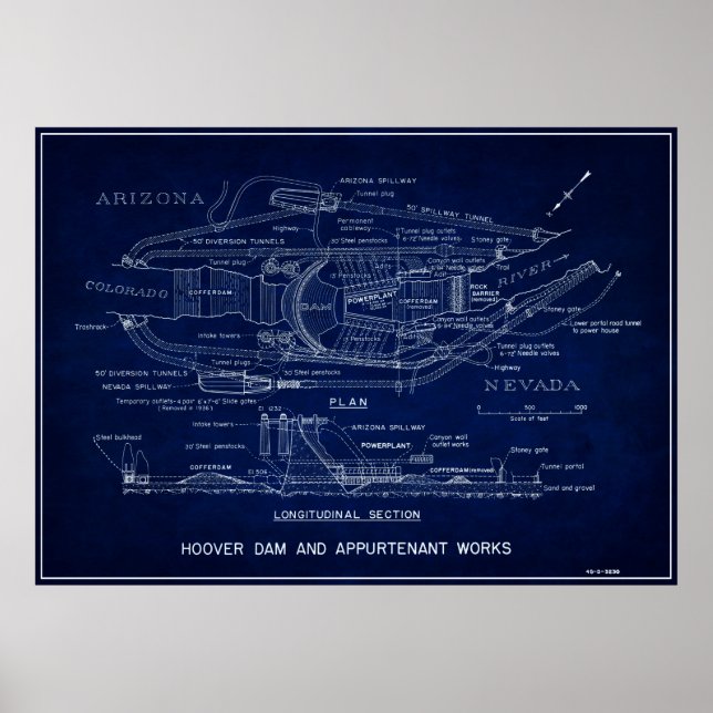 1935 HOOVER DAM BLUEPRINT POSTER (Vorne)