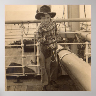 1935 jugendlicher Cowboy an Bord Poster