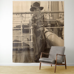 1935 jugendlicher Cowboy an Bord Wandteppich