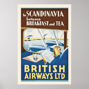 1935 nach Skandinavien British Airways im Vintage- Poster
