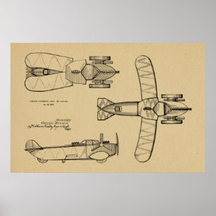 1935 Patent für ein Flugzeug mit fliegendem Kfz-Sc Poster