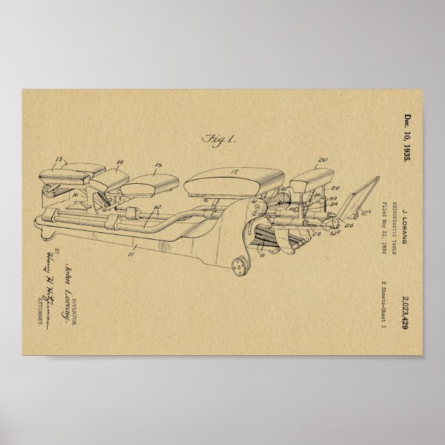 1935 Vintage Chiropraktiktische Tafelkunst Printwe Poster (Vorne)