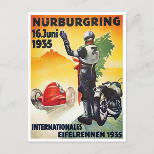 1935 Vintager Nurburgring Motor Race Postkarte