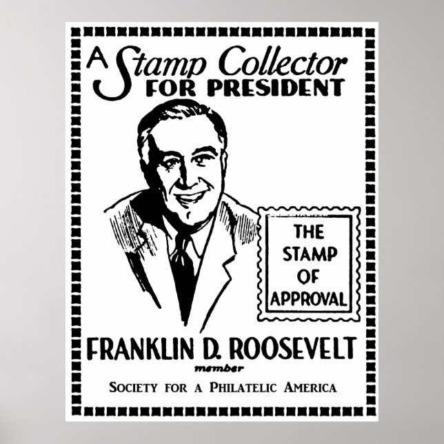 1936 Briefmarke Collector FDR für Präsident Poster (Vorne)