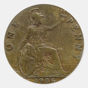 1936 Briten-Pennyaufkleber Runder Aufkleber