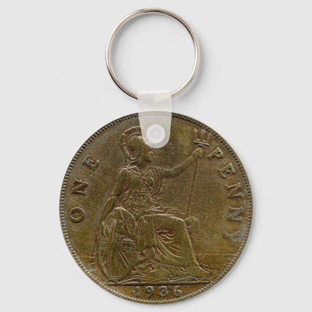 1936 Britischer Penny-Schlüsselanhänger Schlüsselanhänger (Vorderseite)