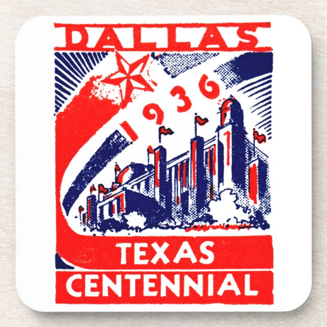 1936 Dallas Texas Centennial Getränkeuntersetzer (Vorderseite)