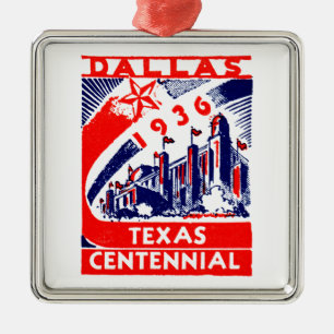 1936 Dallas Texas Centennial Silbernes Ornament