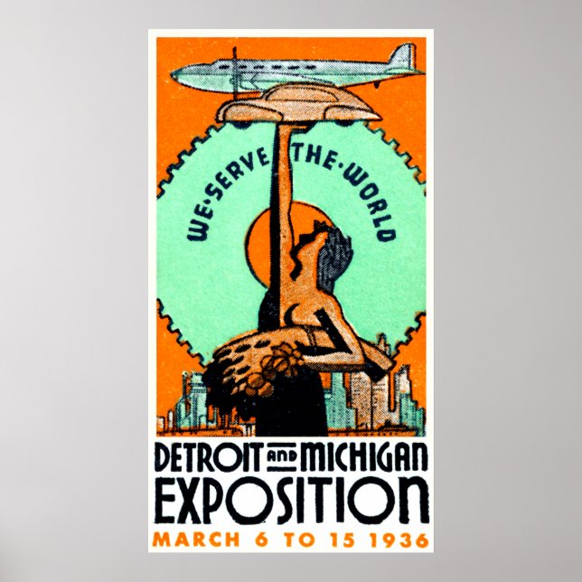 1936 Expo-Poster von Detroit Michigan Poster (Vorne)