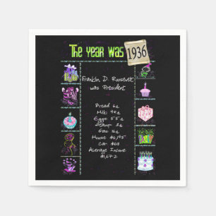 1936 Fun Facts Card Napkins Serviette