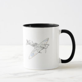 1936 Illustration des Spitfire-Kampfflugzeugs Tasse
