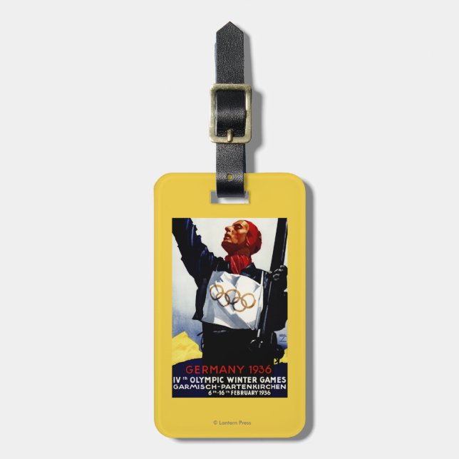 1936 olympisches Winter-Spiel-Anzeige-Plakat Gepäckanhänger (Vorderseite vertikal)