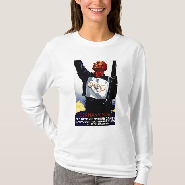 1936 olympisches Winter-Spiel-Anzeige-Plakat T-Shirt (Vorderseite)