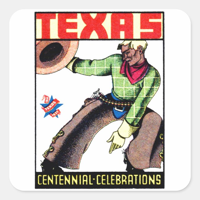 1936 Texas Centennial Quadratischer Aufkleber (Vorderseite)