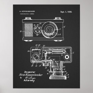 1936 Vintage Kamera Patent Kunst Zeichnung Druck Poster