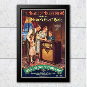 1936 Vintage Master's Voice Radio-Werbung Poster