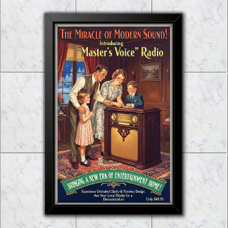 1936 Vintage Master's Voice Radio-Werbung Poster