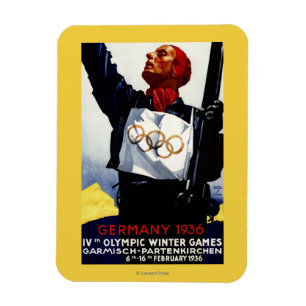 1936 Werbeplakat für Olympische Winterspiele Magnet