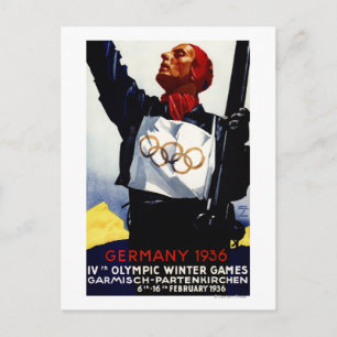 1936 Werbeplakat für Olympische Winterspiele Postkarte