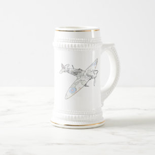 1936 WWII Spitfire-Kampfflugzeug-Farben Bierglas