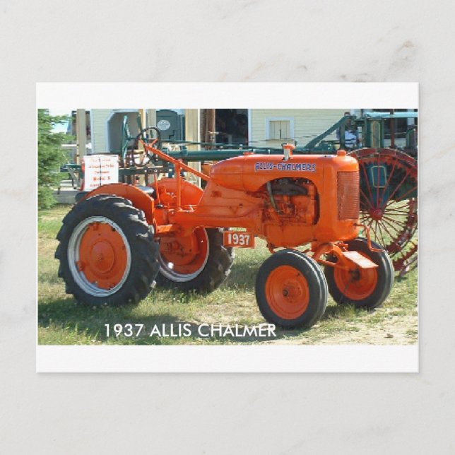 1937 ALLIS CHALMER TRACTOR POSTKARTE (Vorderseite)