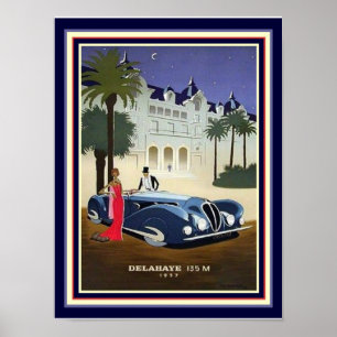 1937 Art Deco Delahaye Werbeplakat 12x16 Poster