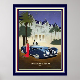1937 Art Deco Delahaye Werbeplakat 12x16 Poster