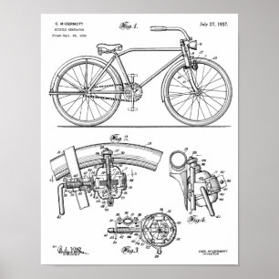 1937 Bicycle Generator Design Patent Art Print Poster