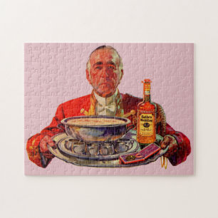 1937 Butler mit Tray und Golden Wedding Whiskey Puzzle