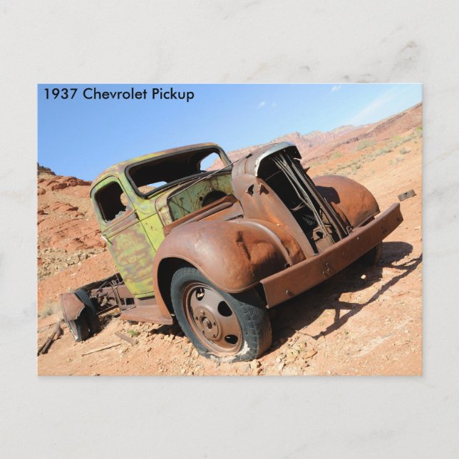 1937 Chevy Lieferwagen in der Wüste von Arizona Postkarte (Vorderseite)