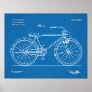 1937 Fahrrad-Scheinwerfer-Design-Patent-Kunststoff Poster