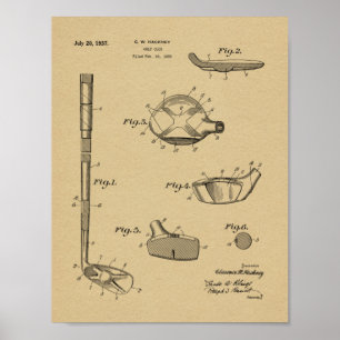 1937 Golf Club Patent Kunst Zeichnung Druck Poster