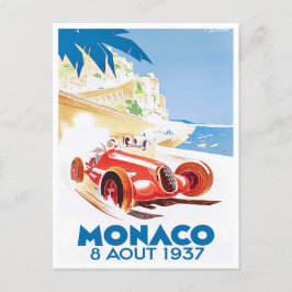 1937 Grand Prix von Monaco Vintager Rennsport Post Postkarte