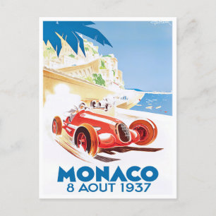 1937 Grand Prix von Monaco Vintager Rennsport Post Postkarte