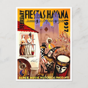 1937 Havanna-Karneval alte Reisepostkarte Postkarte