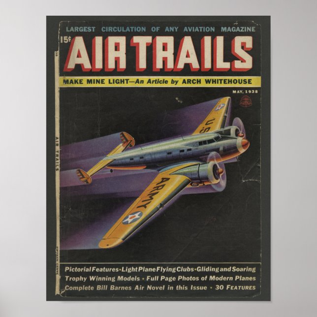 1938 Aviation Magazine Cover Airplane Art Print Poster (Vorne)