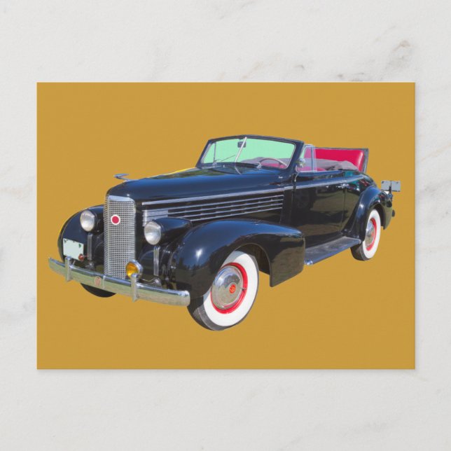 1938 Cadillac Lasalle Luxuswagen Postkarte (Vorderseite)