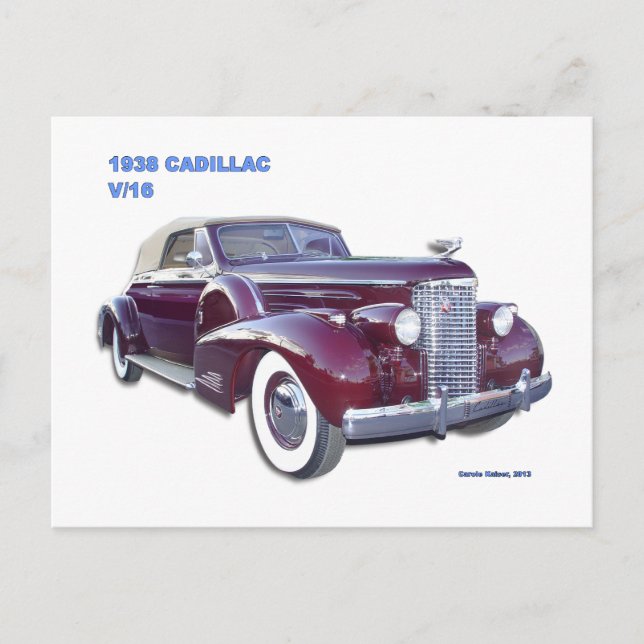 1938 CADILLAC V-16 POSTKARTE (Vorderseite)